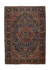 27749 Persian Rug Farahan Handmade Area Antique Traditional 8'10'' x 12'0'' -9x12- Blue Orange Floral Design