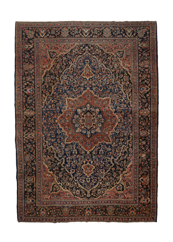 27749 Persian Rug Farahan Handmade Area Antique Traditional 8'10'' x 12'0'' -9x12- Blue Orange Floral Design