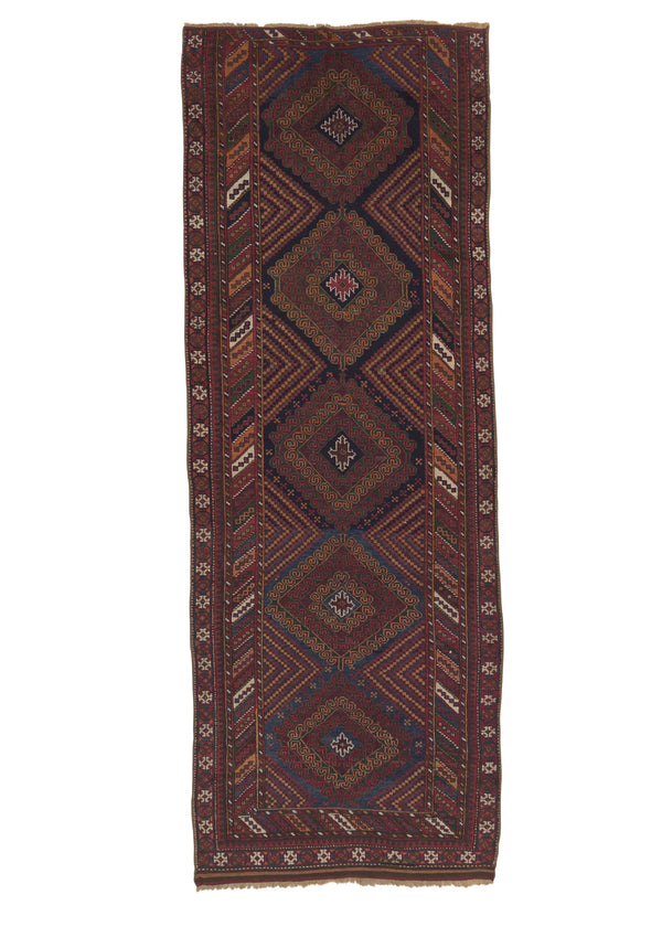 27832 Persian Rug Baloch Handmade Area Runner Antique Tribal 3'11'' x 10'7'' -4x11- Red Geometric Design