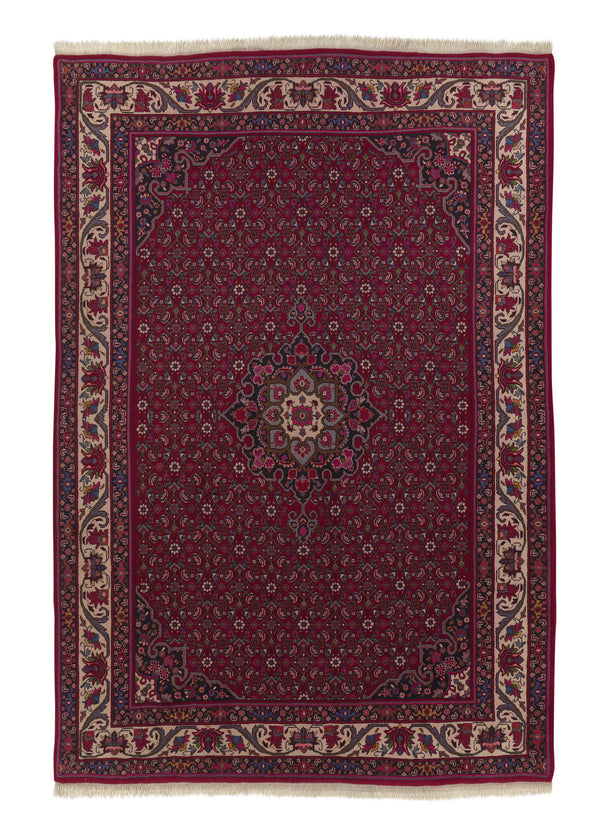 27833 Persian Rug Bijar Handmade Area Traditional 7'0'' x 10'1'' -7x10- Red Herati Design