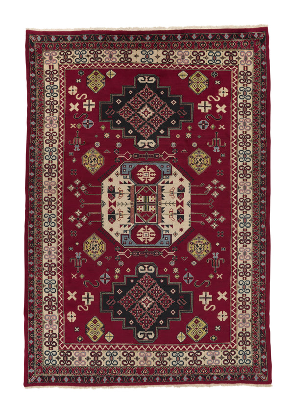 27835 Oriental Rug Pakistani Handmade Area Tribal 6'1'' x 8'8'' -6x9- Red Geometric Design
