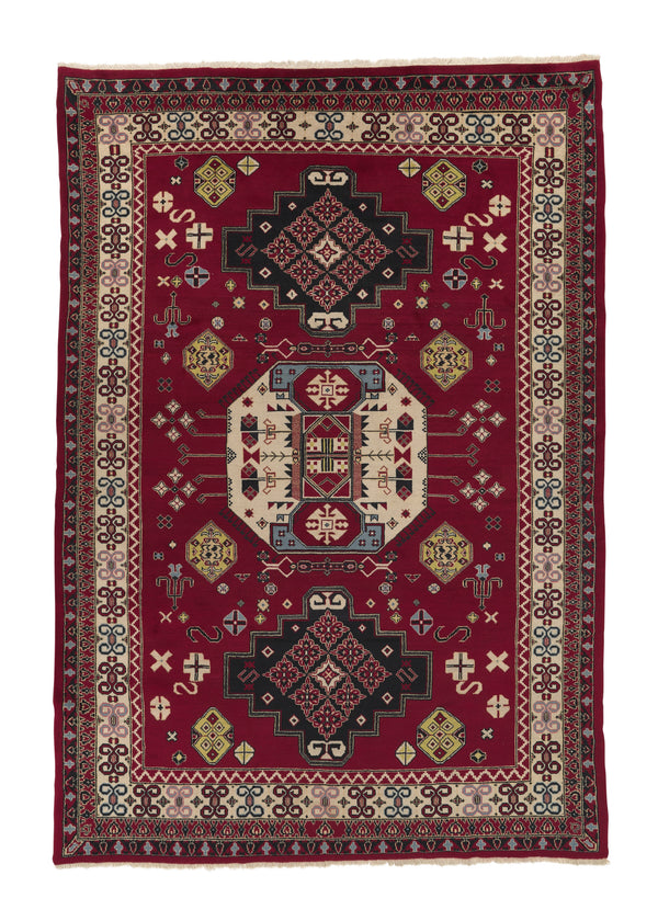 27835 Oriental Rug Pakistani Handmade Area Tribal 6'1'' x 8'8'' -6x9- Red Geometric Design