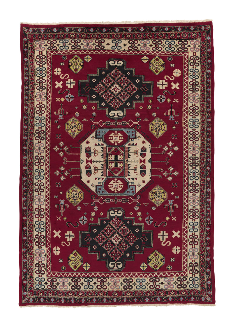 27835 Oriental Rug Pakistani Handmade Area Tribal 6'1'' x 8'8'' -6x9- Red Geometric Design
