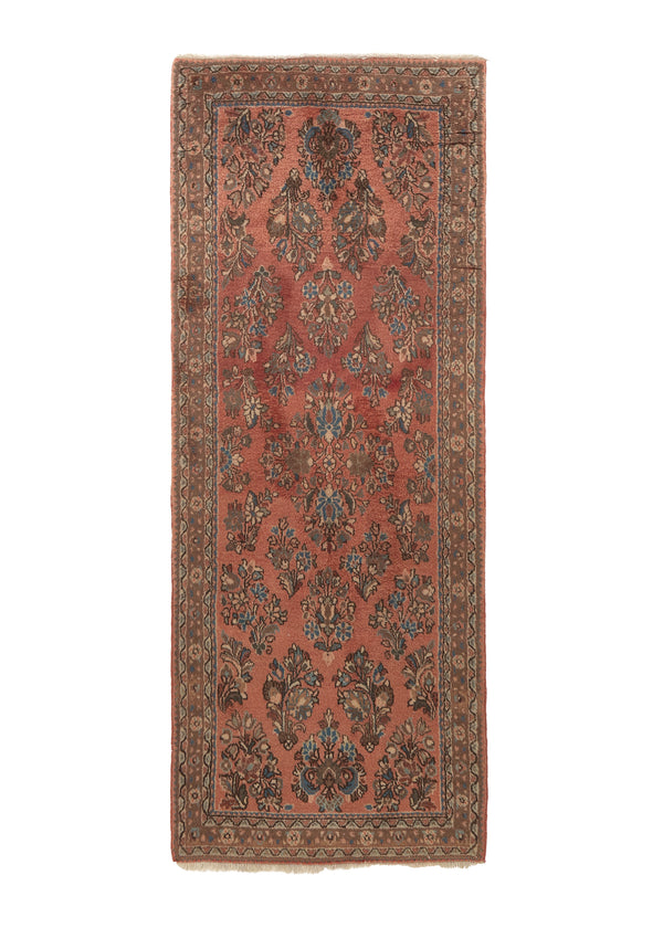 27845 Persian Rug Sarouk Handmade Runner Traditional Vintage 2'7'' x 6'7'' -3x7- Red Floral Design