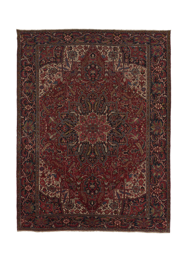 27868 Persian Rug Heriz Handmade Area Tribal Vintage 10'1'' x 13'3'' -10x13- Red Geometric Design