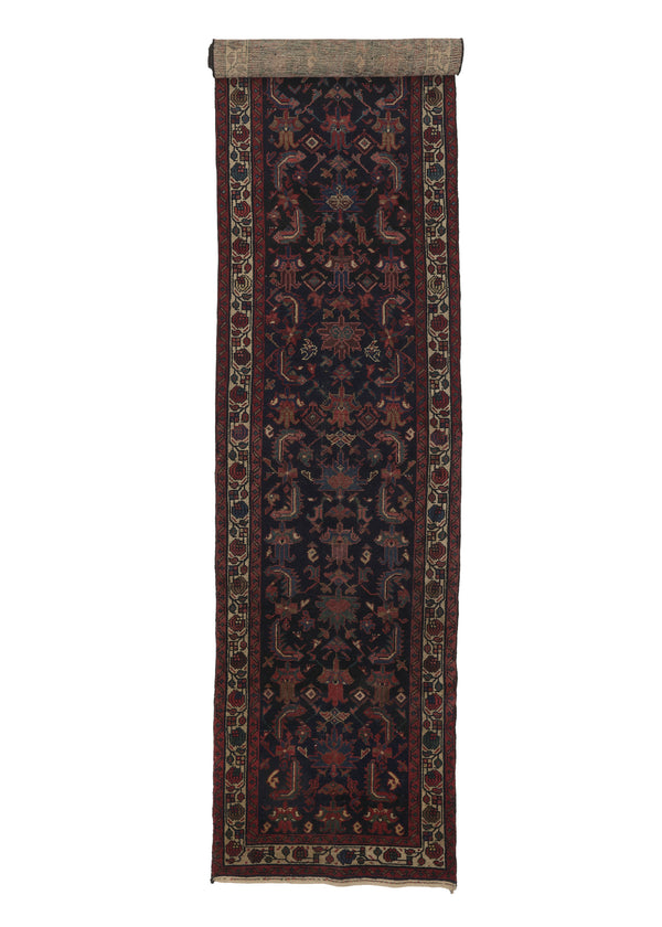 27879 Persian Rug Malayer Handmade Runner Antique Tribal 3'2'' x 15'9'' -3x16- Blue Floral Design