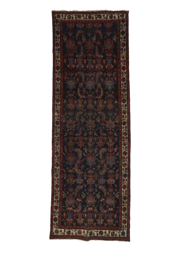 27880 Persian Rug Malayer Handmade Runner Antique Traditional 3'8'' x 10'8'' -4x11- Blue Floral Design