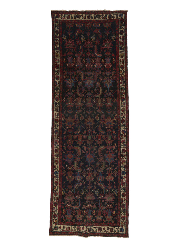 27880 Persian Rug Malayer Handmade Runner Antique Traditional 3'8'' x 10'8'' -4x11- Blue Floral Design