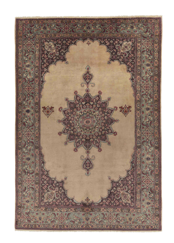 27896 Persian Rug Mashhad Handmade Area Traditional 6'8'' x 9'8'' -7x10- Whites Beige Blue Open Field Design
