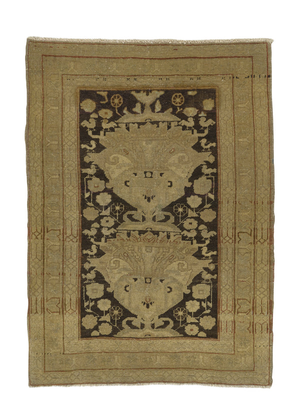 27900 Persian Rug Tabriz Handmade Area Traditional Antique 2'4'' x 3'2'' -2x3- Yellow Gold Brown Vase Design