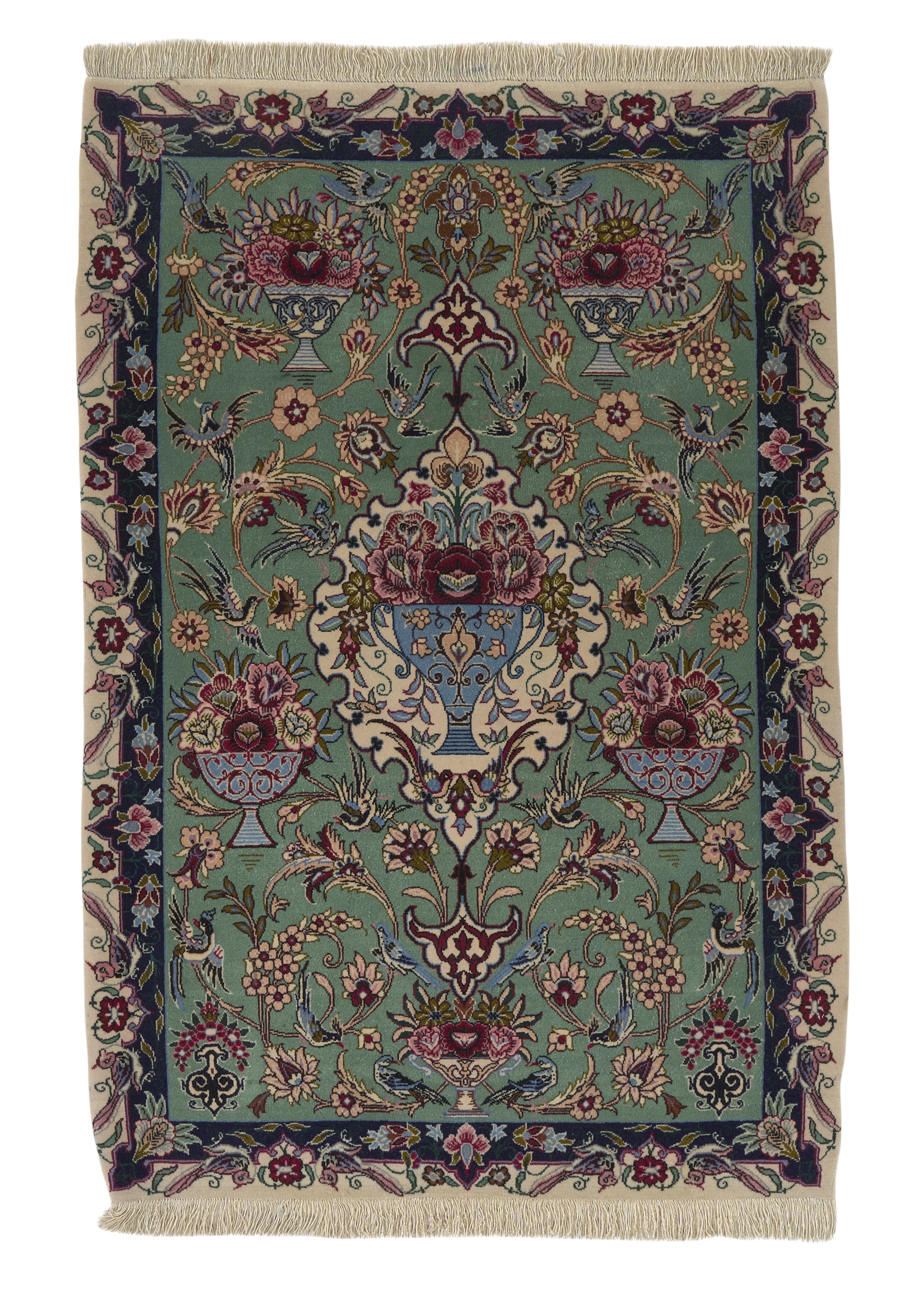 Isfahan Rug Green Persian Rug Isfahan Handmade Area Traditional 2'5