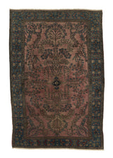 27909 Persian Rug Sarouk Handmade Area Antique Traditional 4'2'' x 6'3'' -4x6- Pink Floral Design