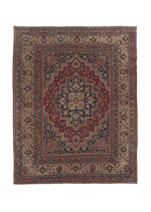 27920 Persian Rug Khorasan Handmade Area Antique Traditional 10'0'' x 12'6'' -10x13- Red Whites Beige Animals Geometric Design