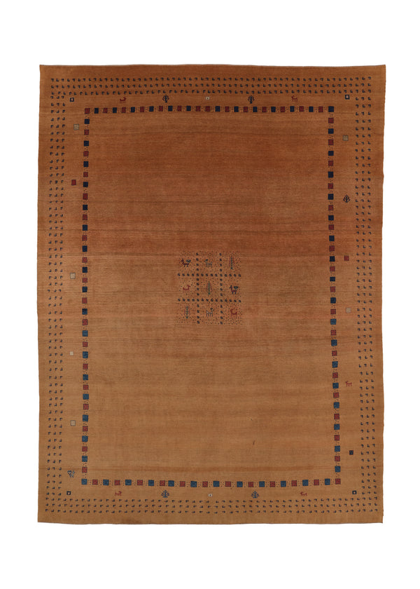 28010 Persian Rug Gabbeh Handmade Area Tribal 9'6'' x 13'0'' -10x13- Yellow Gold Open Plain Design