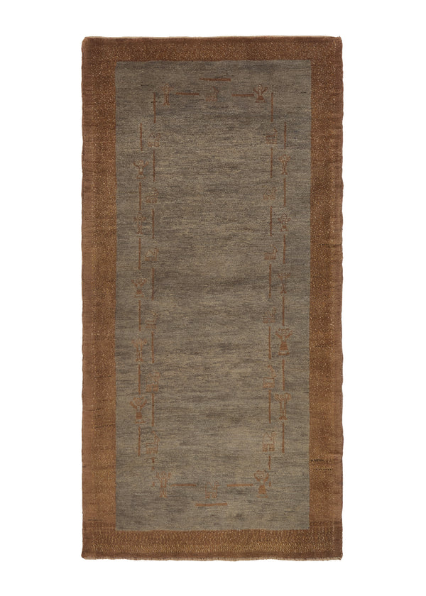 28017 Persian Rug Gabbeh Handmade Area Tribal Neutral 2'8'' x 5'8'' -3x6- Brown Gray Open Design