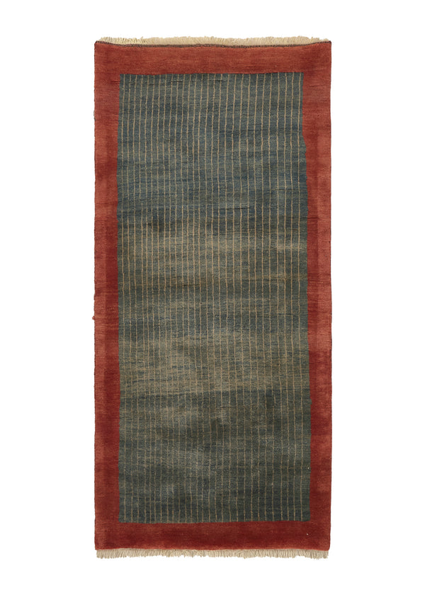 28019 Persian Rug Gabbeh Handmade Area Tribal 2'8'' x 5'5'' -3x5- Blue Open Plain Design