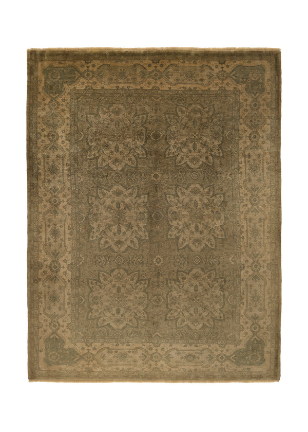 28045 Persian Rug Bijar Handmade Area Traditional Neutral 9'1'' x 11'10'' -9x12- Green Whites Beige Floral Design