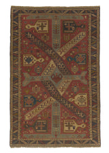 28104 Persian Rug Sirjan Handmade Area Tribal 6'7'' x 10'0'' -7x10- Red Geometric Design