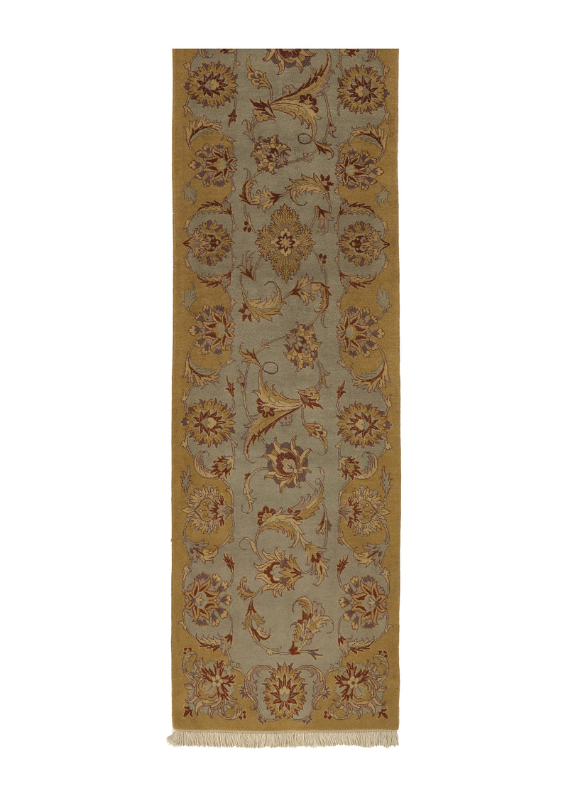 28236 Persian Rug Mahal Handmade Runner Tribal 2'6'' x 10'8'' -3x11- Yellow Gold Blue Floral Design