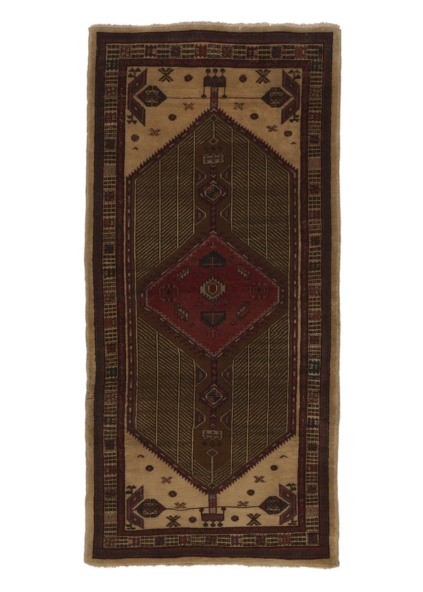 28239 Persian Rug Sarab Handmade Area Tribal Vintage 3'6'' x 7'5'' -4x7- Whites Beige Red Geometric Design