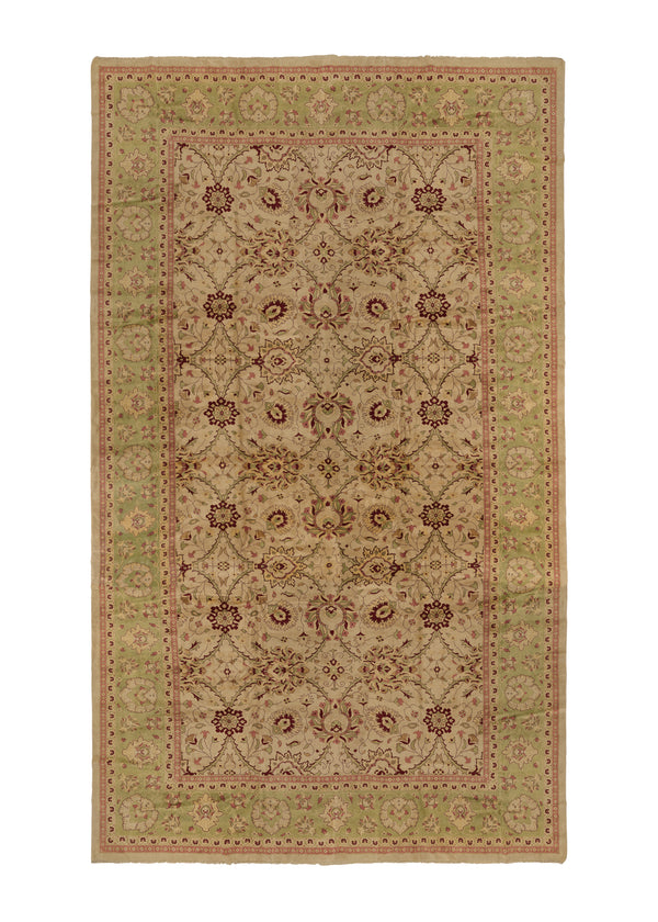 28258 Persian Rug Mahal Handmade Area Tribal Vintage 19'6'' x 33'0'' -20x33- Whites Beige Green Red Floral Design