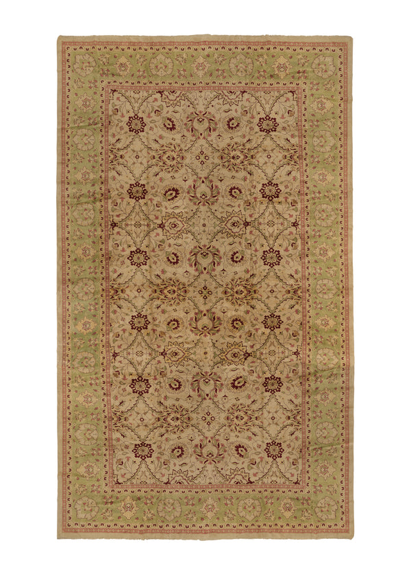 28258 Persian Rug Mahal Handmade Area Tribal Vintage 19'6'' x 33'0'' -20x33- Whites Beige Green Red Floral Design