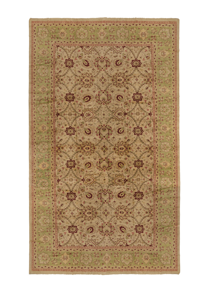 28258 Persian Rug Mahal Handmade Area Tribal Vintage 19'6'' x 33'0'' -20x33- Whites Beige Green Red Floral Design