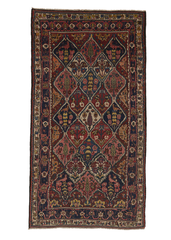 28264 Persian Rug Bakhtiari Handmade Area Tribal Vintage 6'5'' x 11'9'' -6x12- Red Blue Garden Design