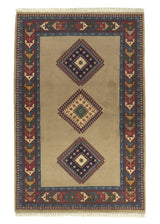 28339 Persian Rug Yalameh Handmade Area Tribal 3'5'' x 5'5'' -3x5- Whites Beige Multi-color Geometric Design