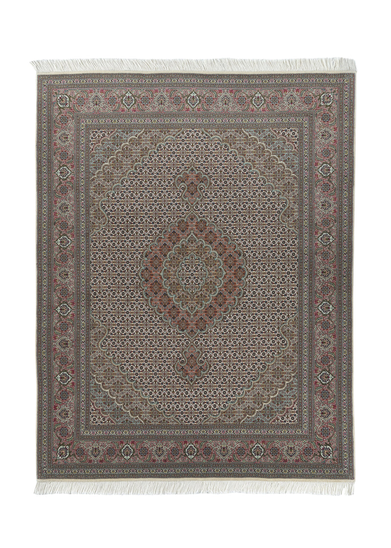 28363 Persian Rug Tabriz Handmade Area Traditional 5'2'' x 6'8'' -5x7- Pink Whites Beige Mahi Fish Design