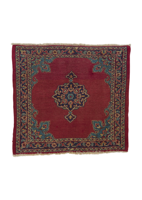 28437 Persian Rug Sarouk Handmade Area Square Traditional 2'4'' x 2'2'' -2x2- Red Open Field Design