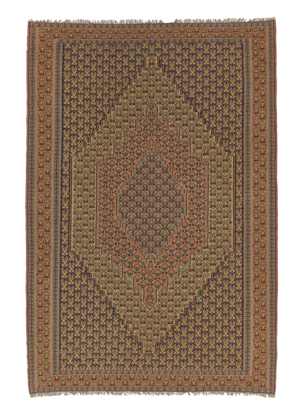 28485 Persian Rug Sanandaj Handmade Area Tribal 6'9'' x 9'10'' -7x10- Orange Geometric Design