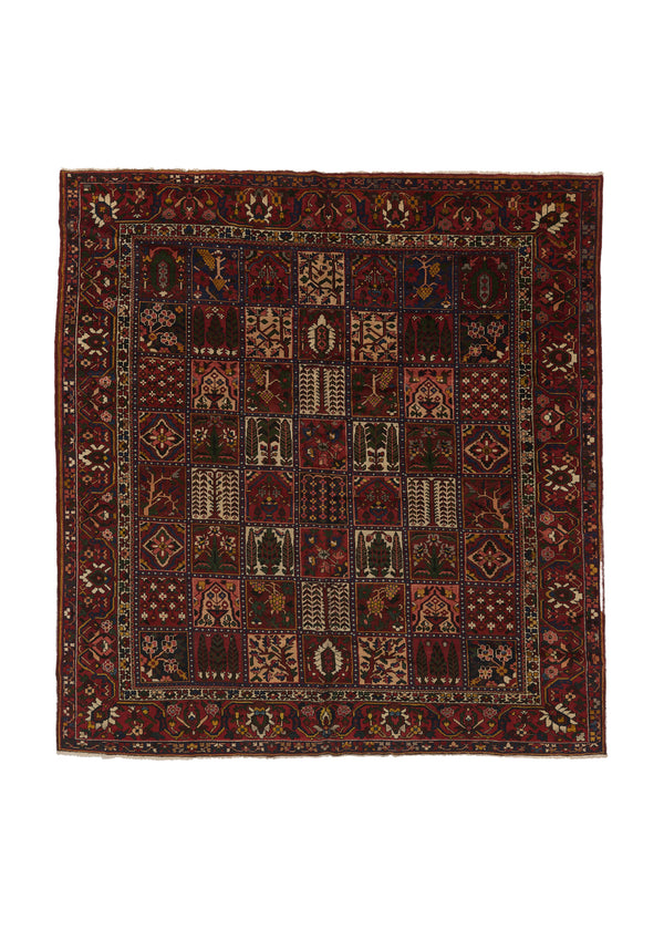 28524 Persian Rug Bakhtiari Handmade Square Tribal Vintage 10'11'' x 11'6'' -11x12- Red Garden Design