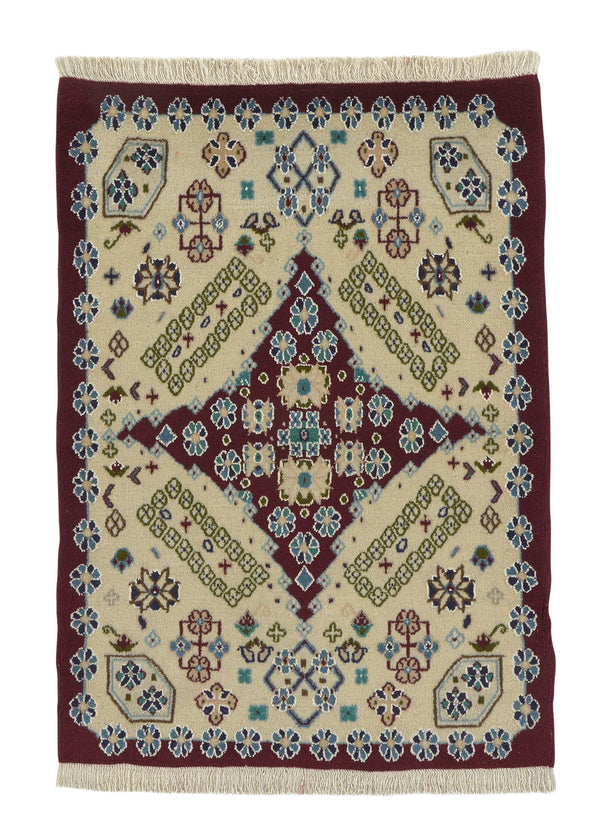 28547 Persian Rug Nain Handmade Area Traditional 2'3'' x 3'1'' -2x3- Blue Red Floral Animals Design
