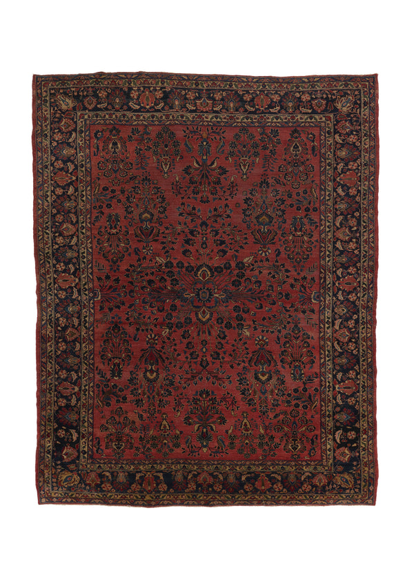28559 Persian Rug Sarouk Handmade Area Antique Traditional 8'10'' x 11'6'' -9x12- Red Floral Design
