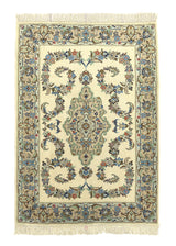 28588 Persian Rug Kashan Handmade Area Traditional 3'4'' x 4'9'' -3x5- Whites Beige Floral Design