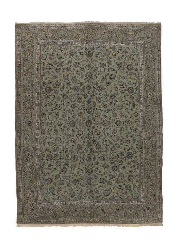 28589 Persian Rug Kashan Handmade Area Traditional 11'7'' x 16'0'' -12x16- Blue Green Floral Design