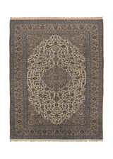 28599 Persian Rug Kashan Handmade Area Traditional 9'9'' x 12'11'' -10x13- Whites Beige Blue Floral Design