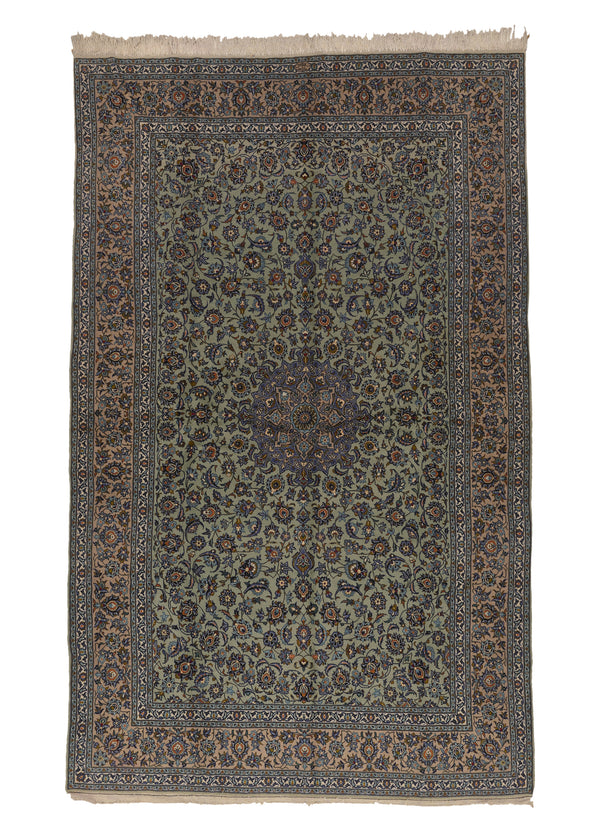 28601 Persian Rug Kashan Handmade Area Traditional 9'9'' x 15'3'' -10x15- Blue Floral Design