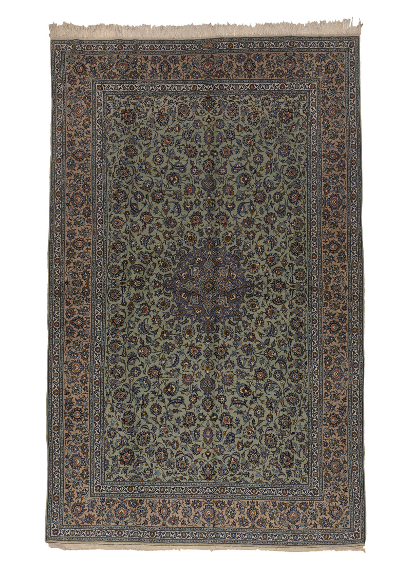 28601 Persian Rug Kashan Handmade Area Traditional 9'9'' x 15'3'' -10x15- Blue Floral Design