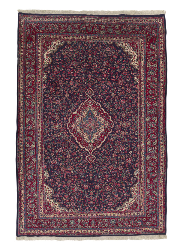 28613 Persian Rug Hamadan Handmade Area Traditional Tribal 7'2'' x 10'11'' -7x11- Red Blue Floral Design