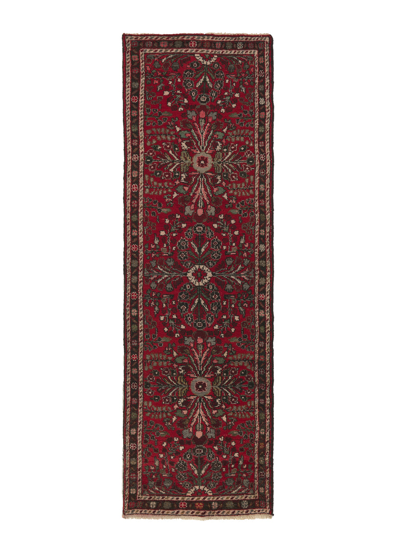 28630 Persian Rug Hamadan Handmade Runner Tribal 2'6'' x 8'2'' -3x8- Red Floral Design
