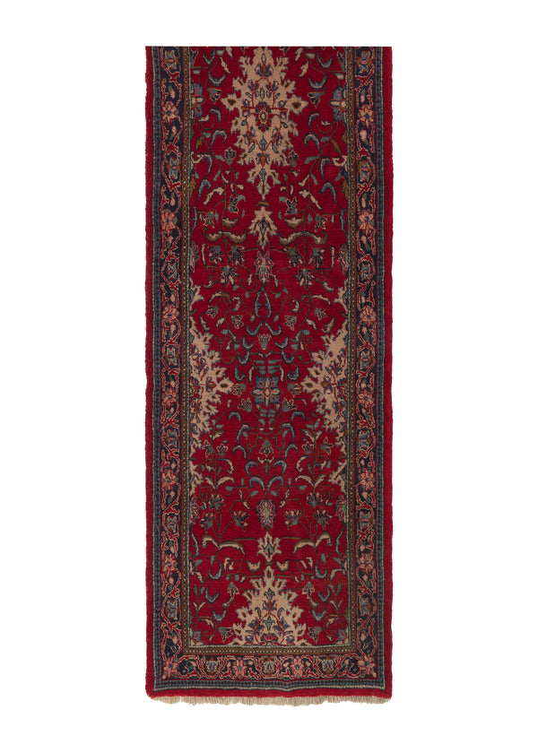 28634 Persian Rug Sarouk Handmade Runner Traditional 2'10'' x 13'10'' -3x14- Red Floral Design