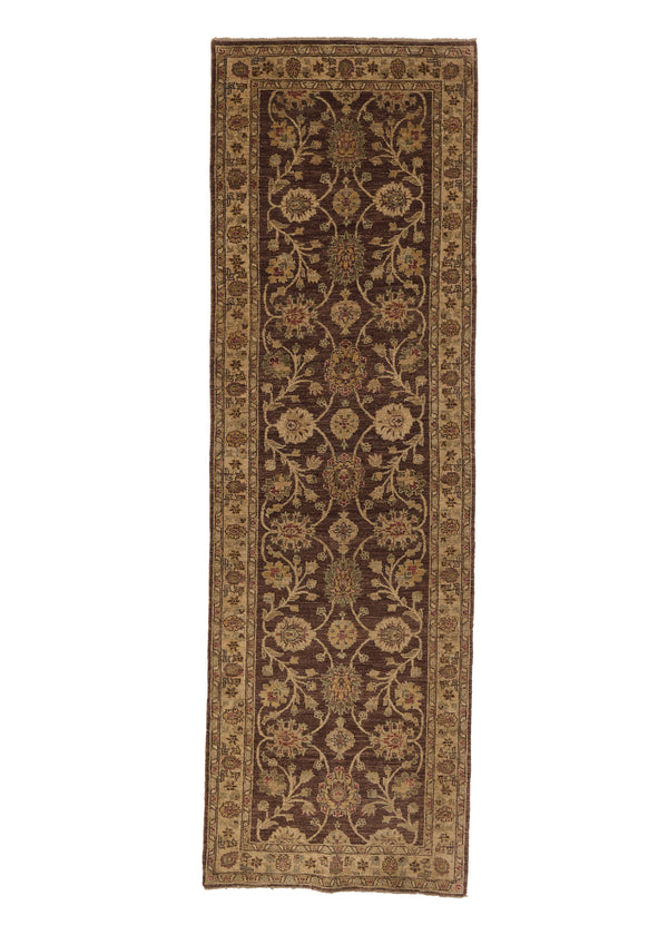 28718 Oriental Rug Pakistani Handmade Runner Transitional 3'1'' x 9'10'' -3x10- Black Green Jaipur Floral Design