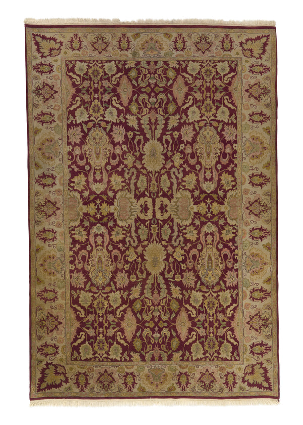 28800 Oriental Rug Indian Handmade Area Transitional 5'9'' x 8'9'' -6x9- Red Yellow Gold Jaipur Floral Design