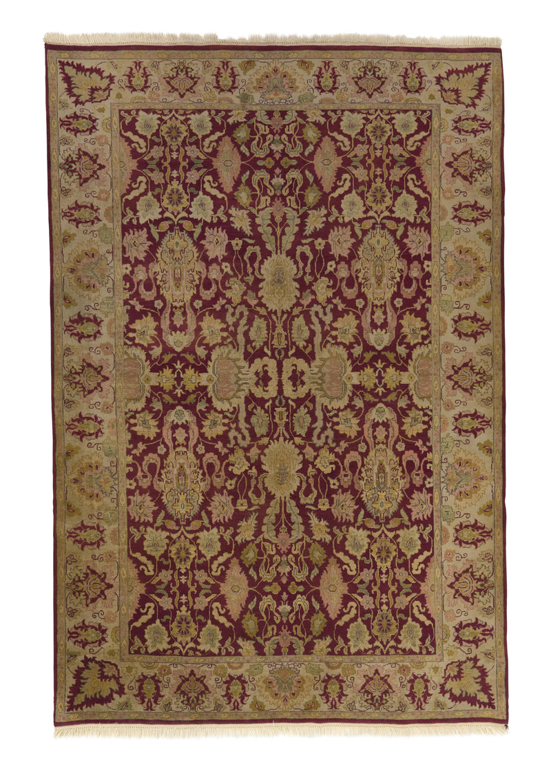 28800 Oriental Rug Indian Handmade Area Transitional 5'9'' x 8'9'' -6x9- Red Yellow Gold Jaipur Floral Design