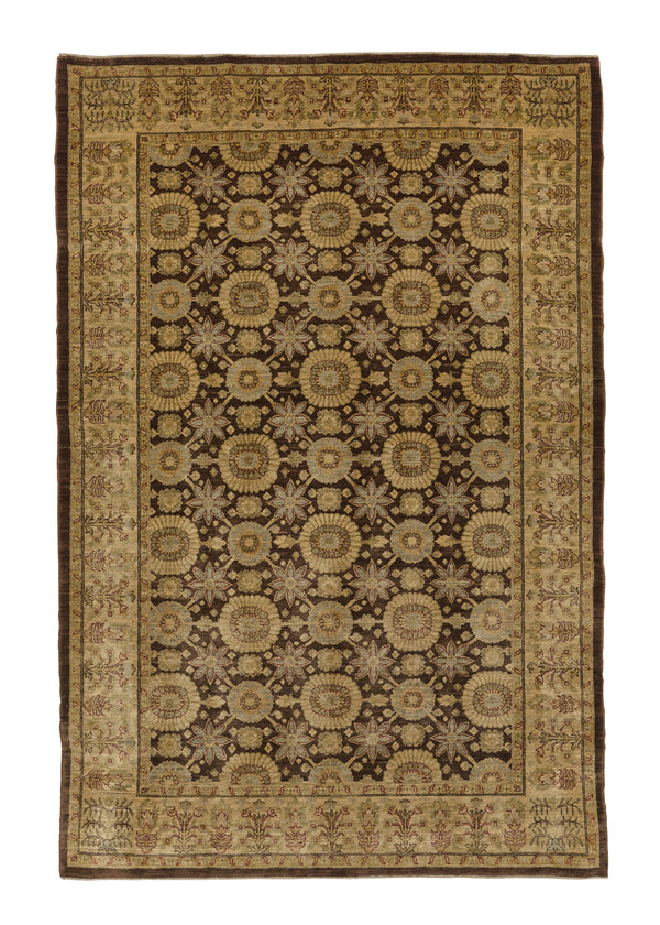 28957 Oriental Rug Pakistani Handmade Area Transitional 6'0'' x 9'0'' -6x9- Brown Whites Beige Oushak Design
