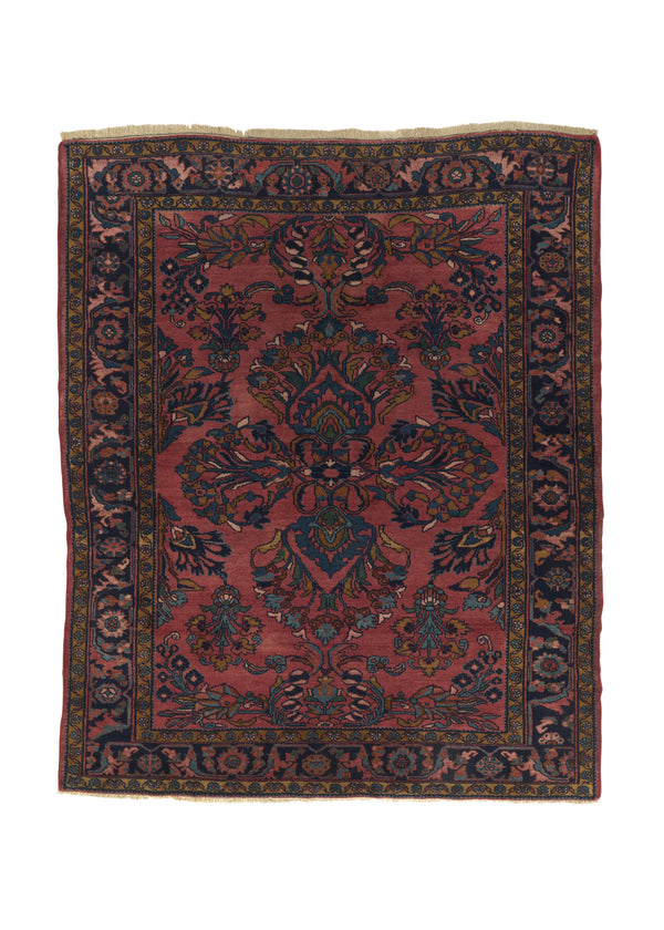 30062 Persian Rug Lilihan Handmade Area Antique Traditional 5'4'' x 6'5'' -5x6- Red Pink Floral Design