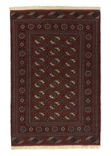 30265 Persian Rug Turkmen Handmade Area Tribal 4'4'' x 6'10'' -4x7- Red Bokhara Design