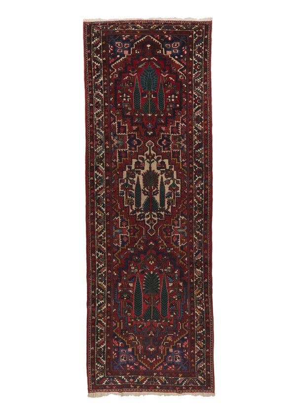 30295 Persian Rug Bakhtiari Handmade Runner Tribal 4'2'' x 11'10'' -4x12- Red Green Garden Design